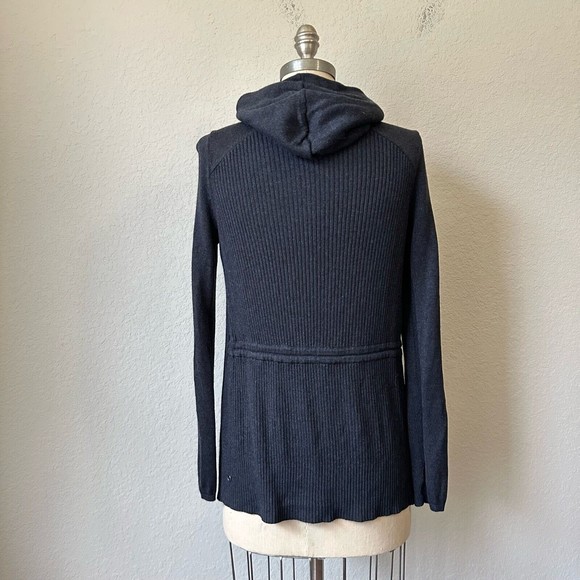 LULULEMON Peace Of Mind Wrap Cardigan Sweater Knit Hooded Heathered Black - Picture 8 of 11